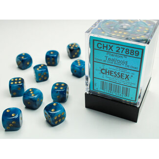Chessex Teal/gold - 36 Phantom 12mm D6 Dice Block