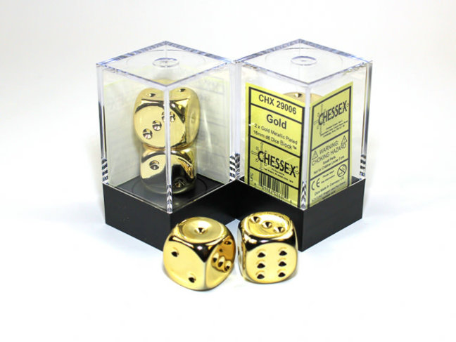 Chessex Gold-Plated - 2 Metallic 16mm D6 Dice
