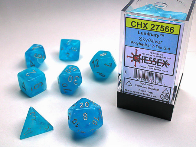 Chessex Sky/silver - Luminary Polyhedral 7-Die Set
