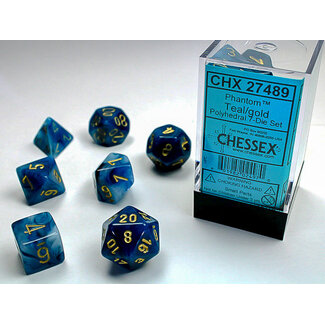 Chessex Teal/gold - Phantom Polyhedral 7-Die Set