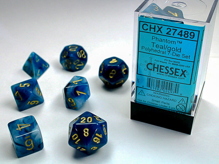 Chessex Chessex: Teal/gold - Phantom Polyhedral 7-Die Set
