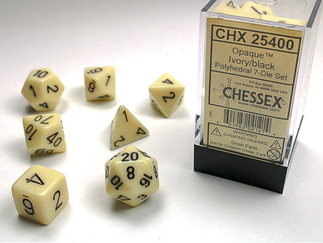 Chessex Ivory/black - Opaque Polyhedral 7-Die Set