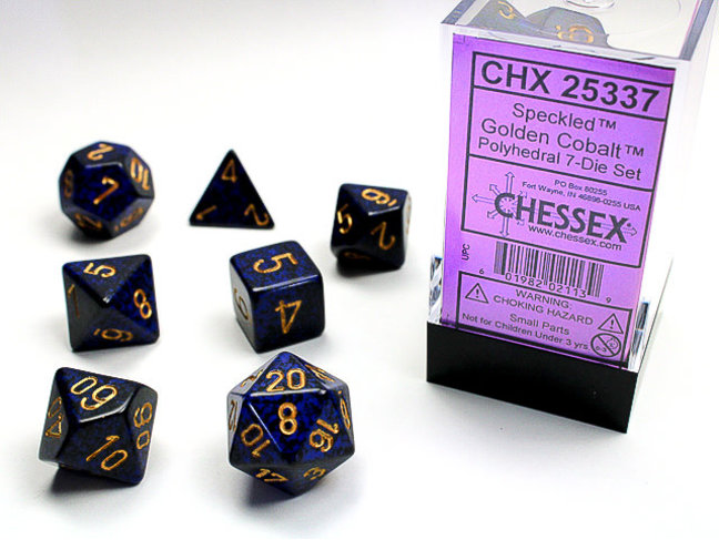 Chessex Golden Cobalt - Speckled Polyhedral 7-Die Set