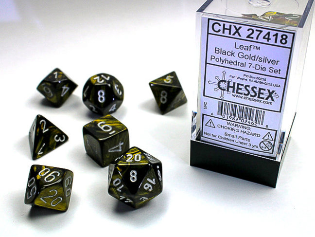 Chessex Black Gold/silver - Leaf Polyhedral 7-Die Set