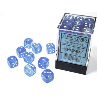 Chessex Sky Blue/white - 36 Borealis 12mm D6 Dice Block