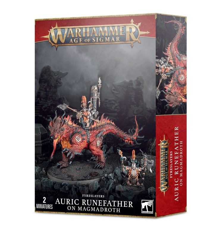 Games Workshop Warhammer Warhammer Age of Sigmar - Fyreslayers: Auric Runefather on Magmadroth