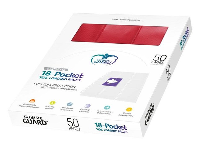 Ultimate Guard 18-Pocket Side Loading Pages (50) Red