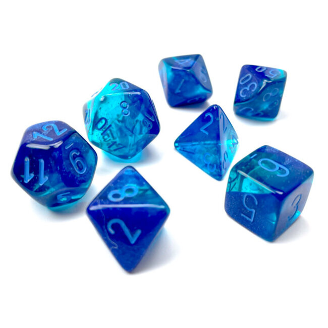 Chessex Chessex: Blue-Blue/light - Gemini Luminary Polyhedral 7-Die Set