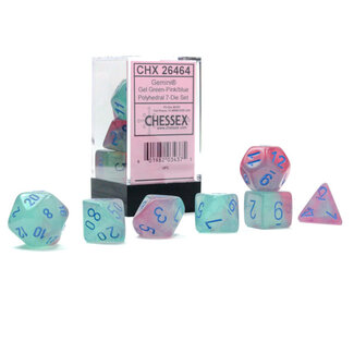 Chessex Gel Green-Pink/blue - Gemini Luminary Polyhedral 7-Die Set