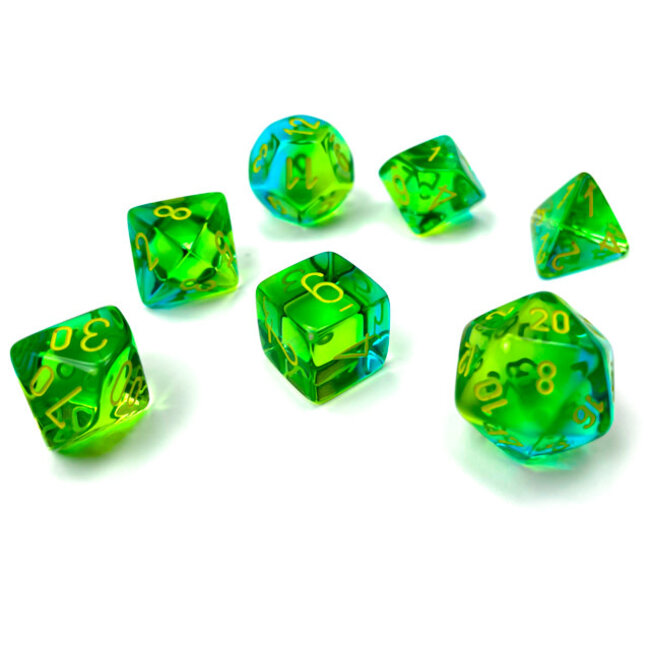 Chessex Chessex: Green-Teal/yellow - Gemini Translucent Polyhedral 7-Die Set