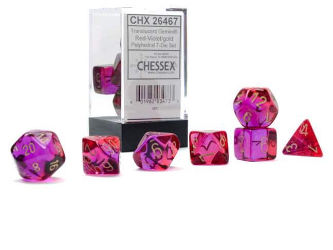 Chessex Red-Violet/gold - Gemini Translucent Polyhedral 7-Die Set