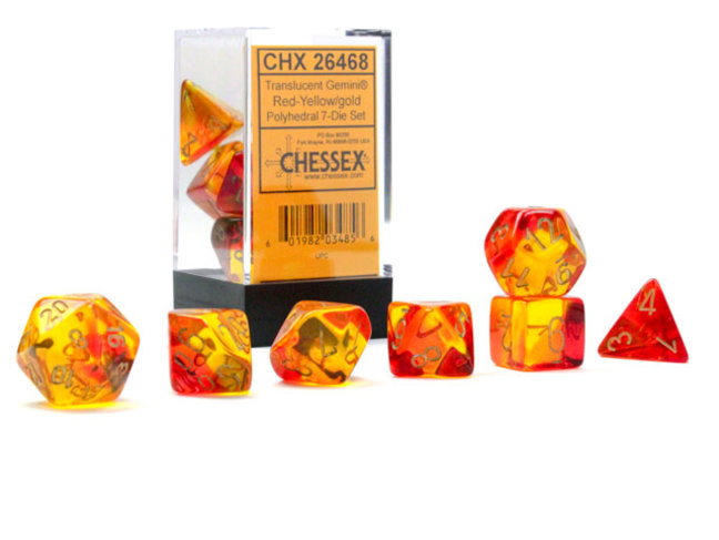 Chessex Red-Yellow/gold - Gemini Translucent Polyhedral 7-Die Set