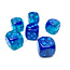 Chessex Chessex: Blue-Blue/light blue - 12 Gemini Luminary 16mm D6 Dice Block