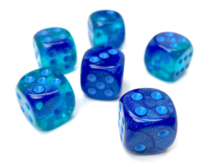 Chessex Chessex: Blue-Blue/light blue - 12 Gemini Luminary 16mm D6 Dice Block
