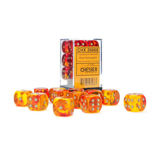 Chessex Red-Yellow/gold - 12 Gemini Translucent 16mm D6 Dice Block