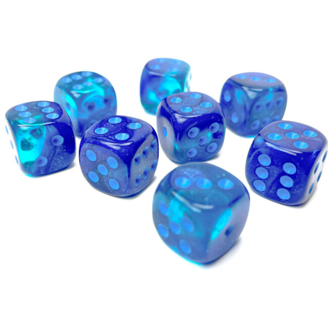 Chessex Chessex: Blue-Blue/light blue - 36 Gemini Luminary 12mm D6 Dice Block