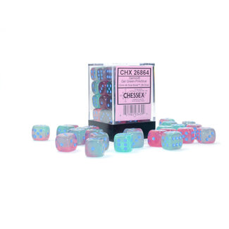 Chessex Gel Green-Pink/blue - 36 Gemini Luminary 12mm D6 Dice Block