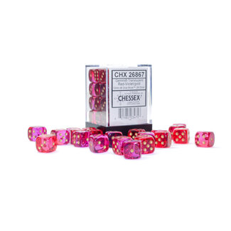 Chessex Red-Violet/gold - 36 Gemini Translucent 12mm D6 Dice Block