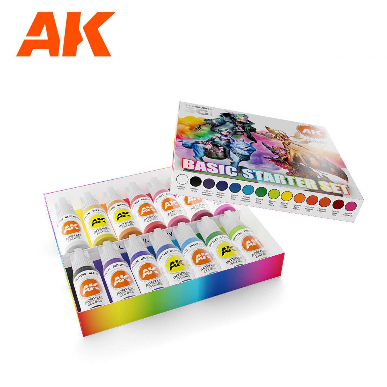 AK☆ AK Interactive - 3rd Gen Acrylic: Basic Starter Set - 14 Colors