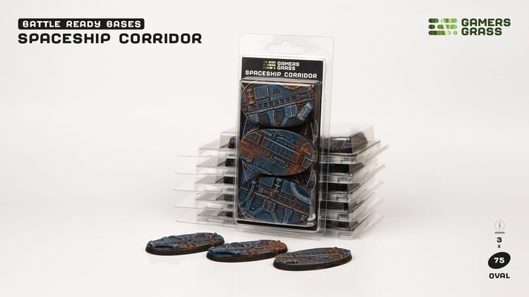 Gamers Grass GamersGrass: Bases - Spaceship Corridor Oval 75mm Battle Ready (3)