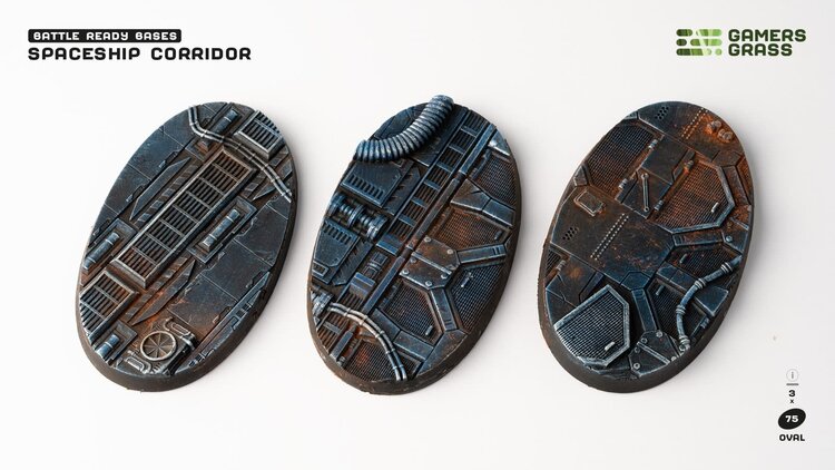Gamers Grass GamersGrass: Bases - Spaceship Corridor Oval 75mm Battle Ready (3)