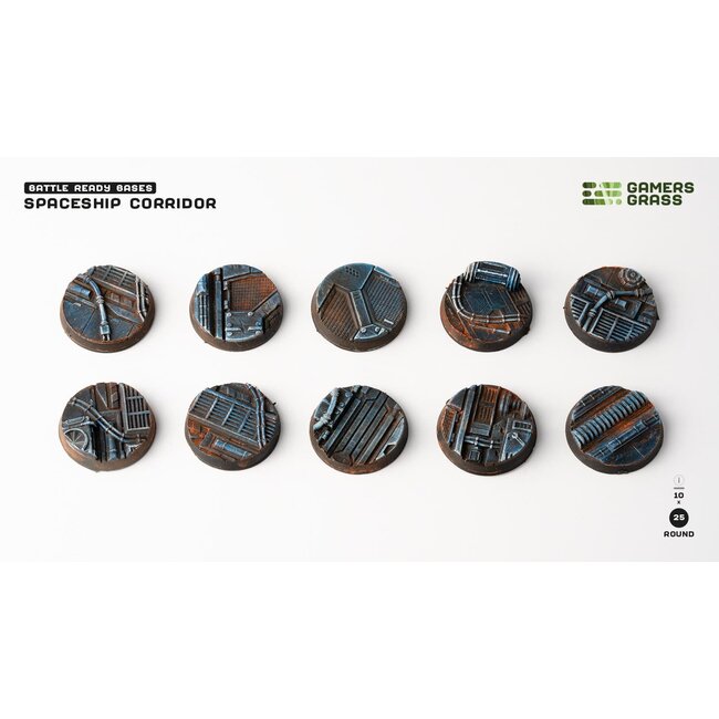 Gamers Grass GamersGrass: Bases - Spaceship Corridor Round 25mm Battle Ready (10)