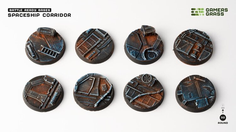 Gamers Grass GamersGrass: Bases - Spaceship Corridor Round 32mm Battle Ready (8)