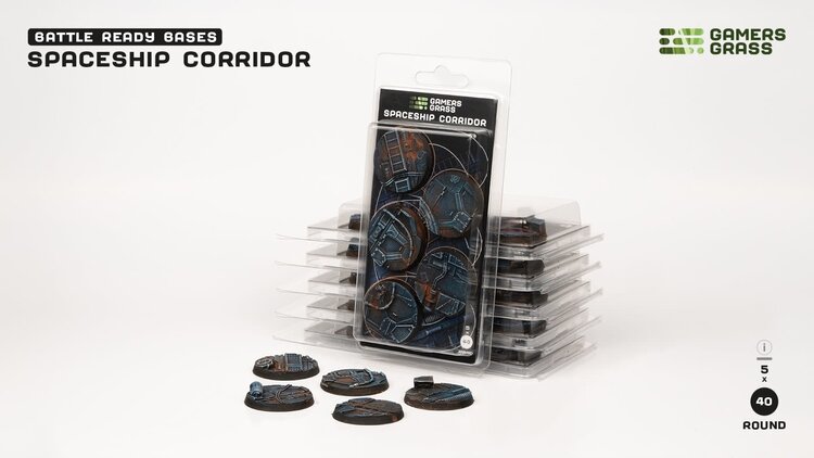 Gamers Grass GamersGrass: Bases - Spaceship Corridor Round 40mm Battle Ready (5)
