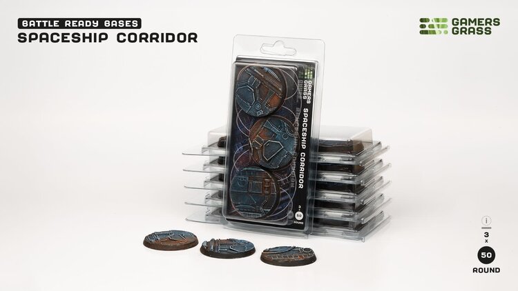Gamers Grass GamersGrass: Bases - Spaceship Corridor Round 50mm Battle Ready (3)