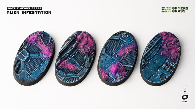 Gamers Grass GamersGrass: Bases - Alien Infestation Oval 60mm Battle Ready (4)