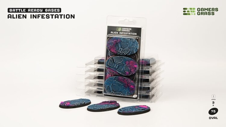 Gamers Grass GamersGrass: Bases - Alien Infestation Oval 75mm Battle Ready (3)