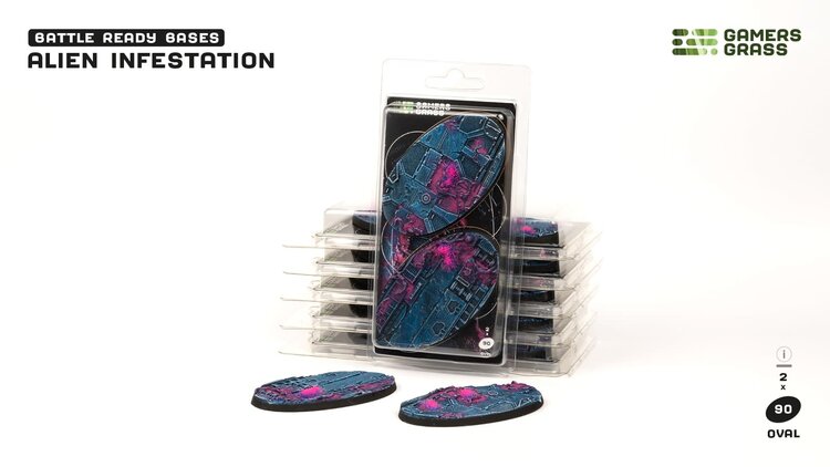 Gamers Grass GamersGrass: Bases - Alien Infestation Oval 90mm Battle Ready (2)