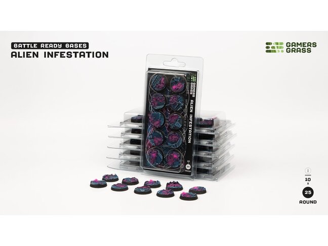 Gamers Grass Alien Infestation Round 25mm Battle Ready (10)