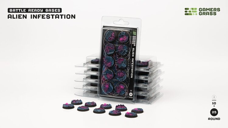Gamers Grass GamersGrass: Bases - Alien Infestation Round 25mm Battle Ready (10)