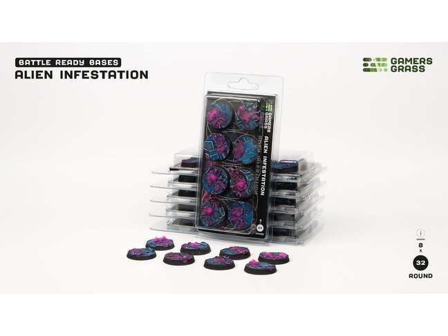 Gamers Grass Alien Infestation Round 32mm Battle Ready (8)