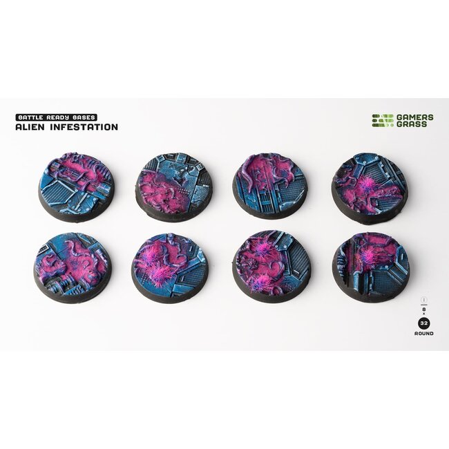 Gamers Grass GamersGrass: Bases - Alien Infestation Round 32mm Battle Ready (8)