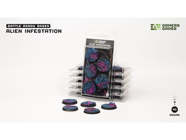 Gamers Grass Alien Infestation Round 40mm Battle Ready (5)