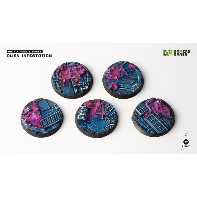 Gamers Grass GamersGrass: Bases - Alien Infestation Round 40mm Battle Ready (5)