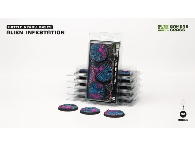 Gamers Grass Alien Infestation Round 50mm Battle Ready (3)