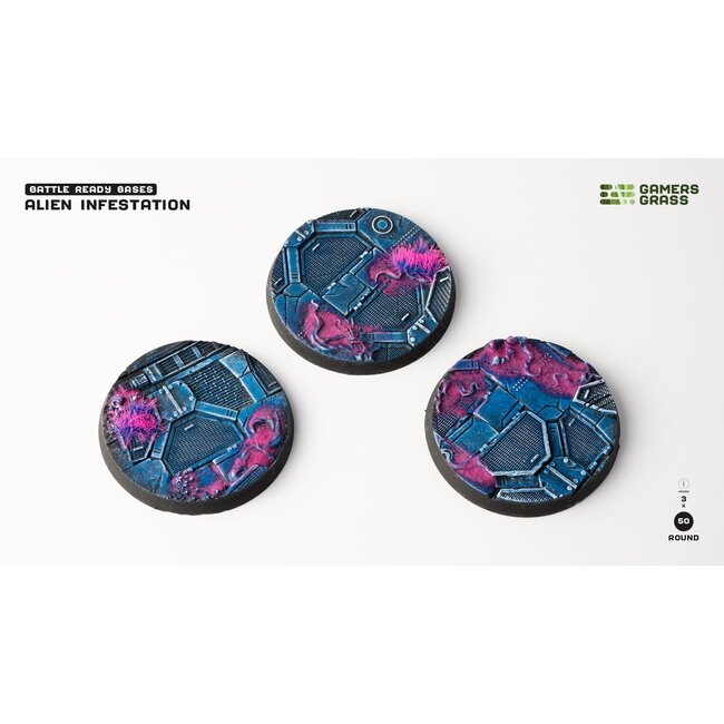 Gamers Grass GamersGrass: Bases - Alien Infestation Round 50mm Battle Ready (3)