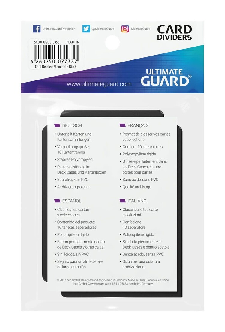 Ultimate Guard Ultimate Guard: Card Dividers (10) Black