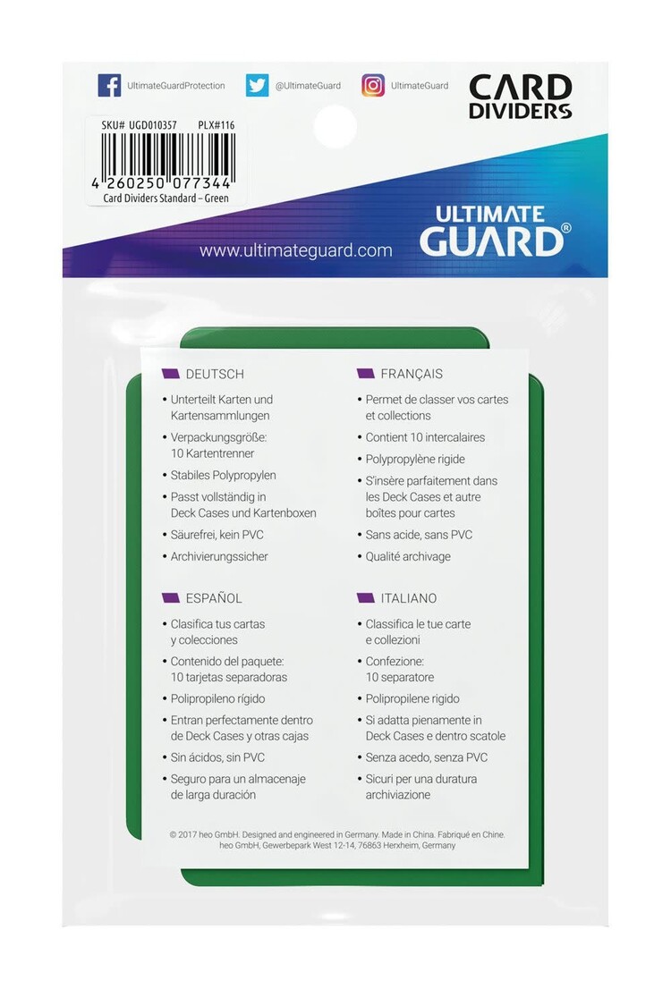 Ultimate Guard Ultimate Guard: Card Dividers (10) Green