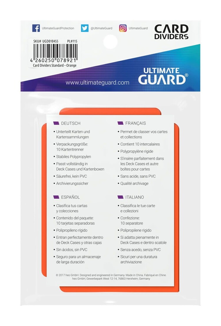 Ultimate Guard Ultimate Guard: Card Dividers (10) Orange