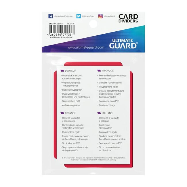Ultimate Guard Ultimate Guard: Card Dividers (10) Red