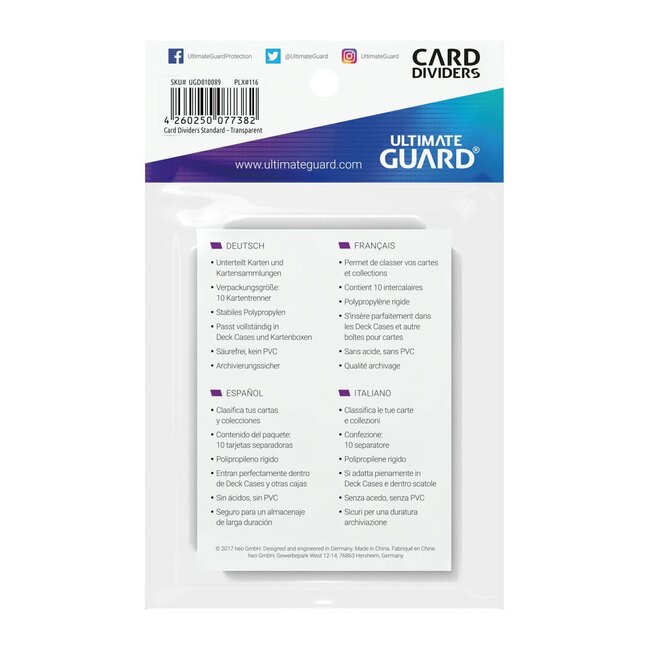 Ultimate Guard Ultimate Guard: Card Dividers (10) Transparent