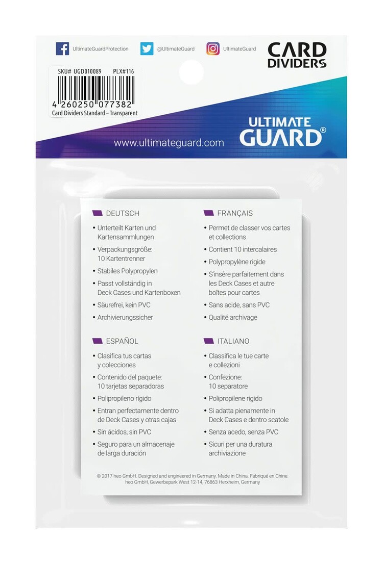 Ultimate Guard Ultimate Guard: Card Dividers (10) Transparent