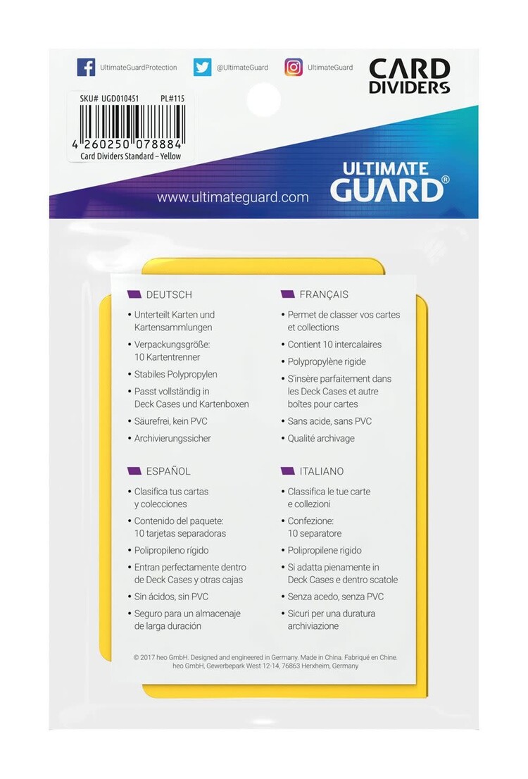 Ultimate Guard Ultimate Guard: Card Dividers (10) Yellow
