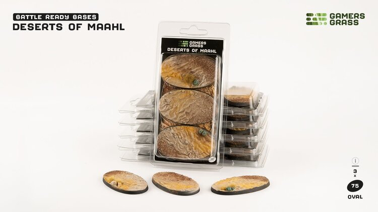 Gamers Grass GamersGrass: Bases - Deserts of Maahl Oval 75mm Battle Ready (3)