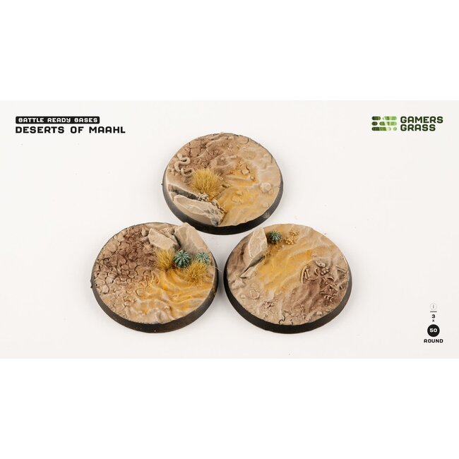 Gamers Grass GamersGrass: Bases - Deserts of Maahl Round 50mm Battle Ready (3)