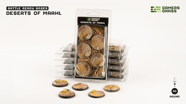 Gamers Grass GamersGrass: Bases - Deserts of Maahl Round 40mm Battle Ready (5)